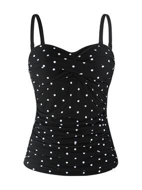 Women's Black Polka Dot Swimsuit Top Molded Cups Tummy Control
